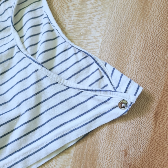 Guess Cold Shoulder Stripped Cotton Shirt - Picture 4 of 5
